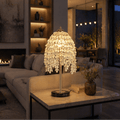 Modern Crystal Table Lamp 19" with Marble Base & Beaded Shade - tonkert