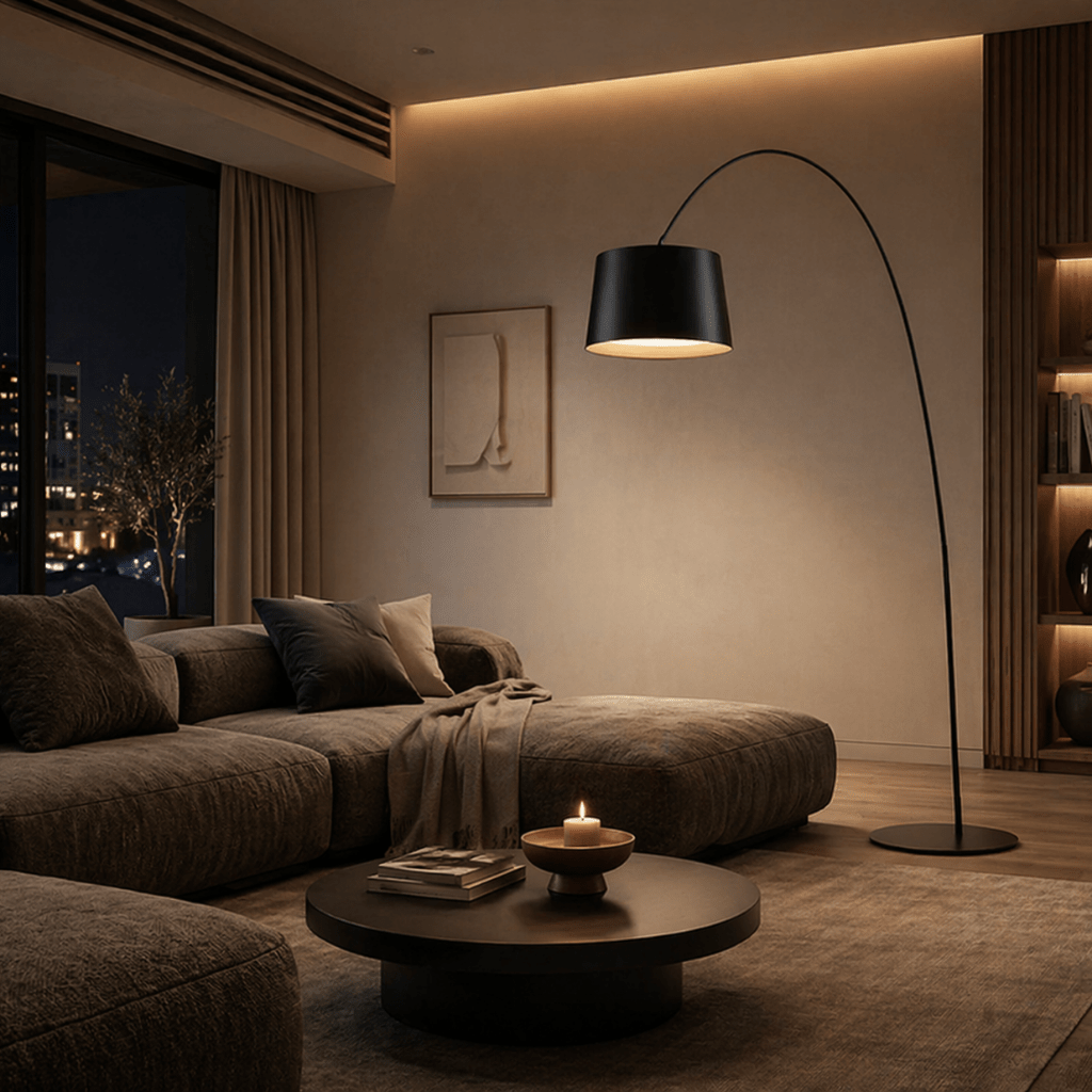 Modern Dimmable Arc Floor Lamp for Living Room, Bedroom & Lounge - tonkert