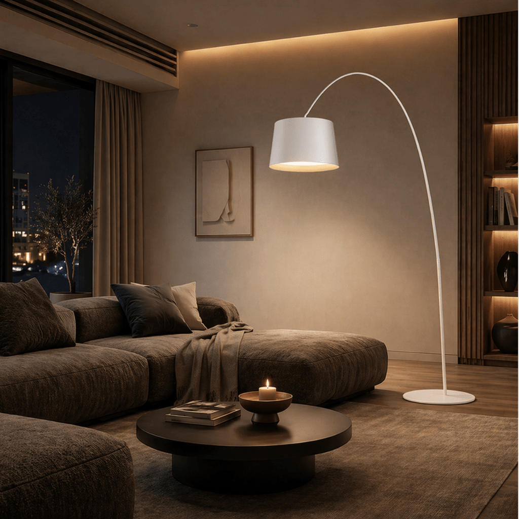 Modern Dimmable Arc Floor Lamp for Living Room, Bedroom & Lounge - tonkert