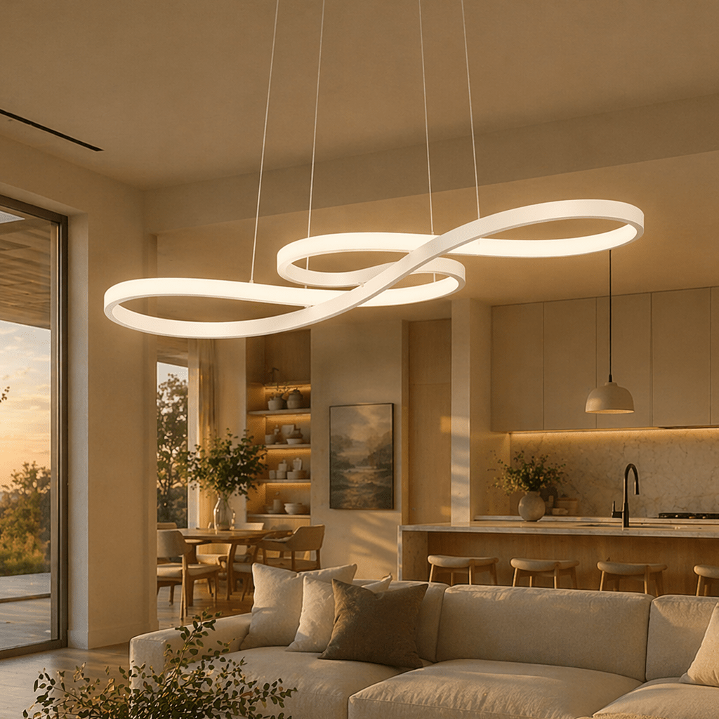 Modern Dimmable Infinity Loop LED Chandelier for Dining & Kitchen - tonkert