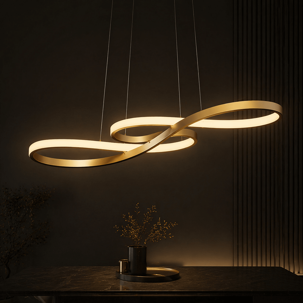 Modern Dimmable Infinity Loop LED Chandelier for Dining & Kitchen - tonkert