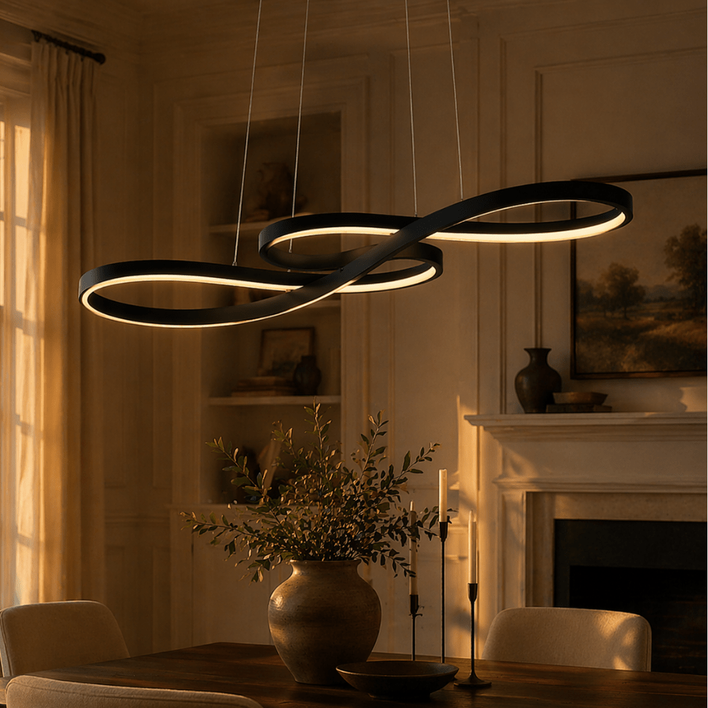 Modern Dimmable Infinity Loop LED Chandelier for Dining & Kitchen - tonkert