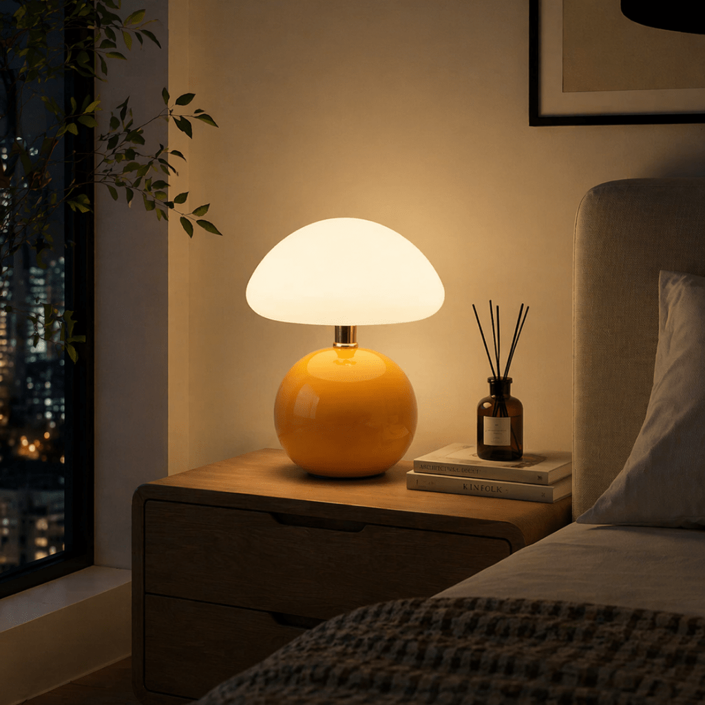 Modern Dimmable Mushroom LED Table Lamp in 5 Colors for Bedroom - tonkert
