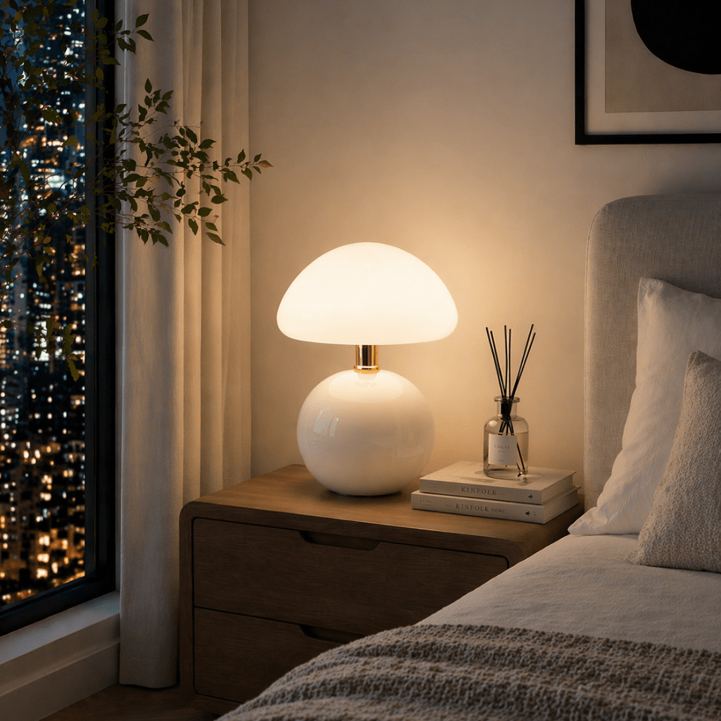 Modern Dimmable Mushroom LED Table Lamp in 5 Colors for Bedroom - tonkert