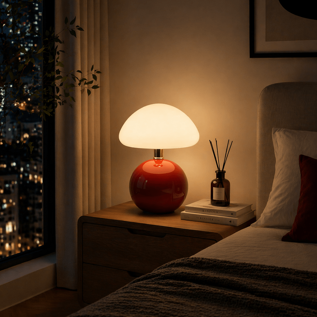 Modern Dimmable Mushroom LED Table Lamp in 5 Colors for Bedroom - tonkert
