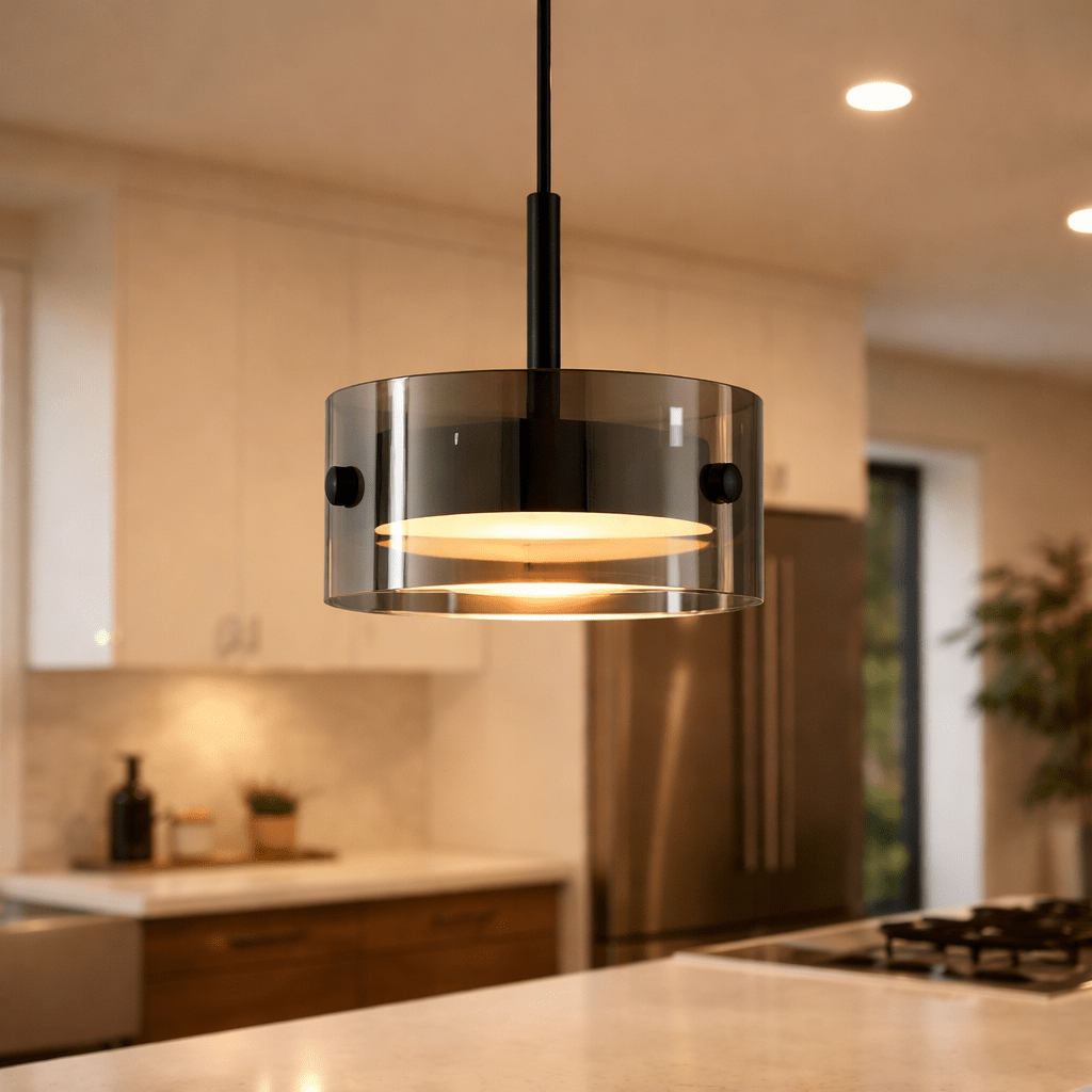 Modern Glass Pendant Light Warm LED Kitchen Island Hanging Lamp - tonkert