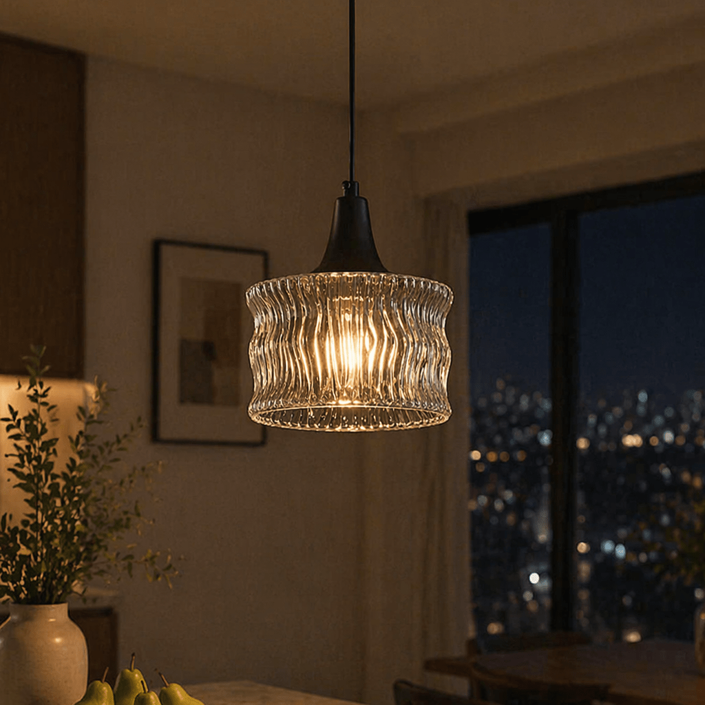 Modern Glass Pendant Light Warm LED Kitchen Island Hanging Lamp - tonkert