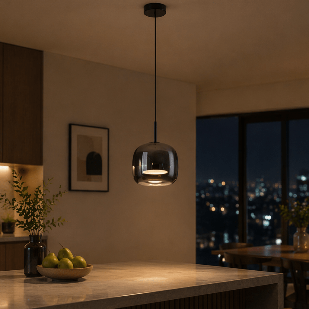 Modern Glass Pendant Light Warm LED Kitchen Island Hanging Lamp - tonkert