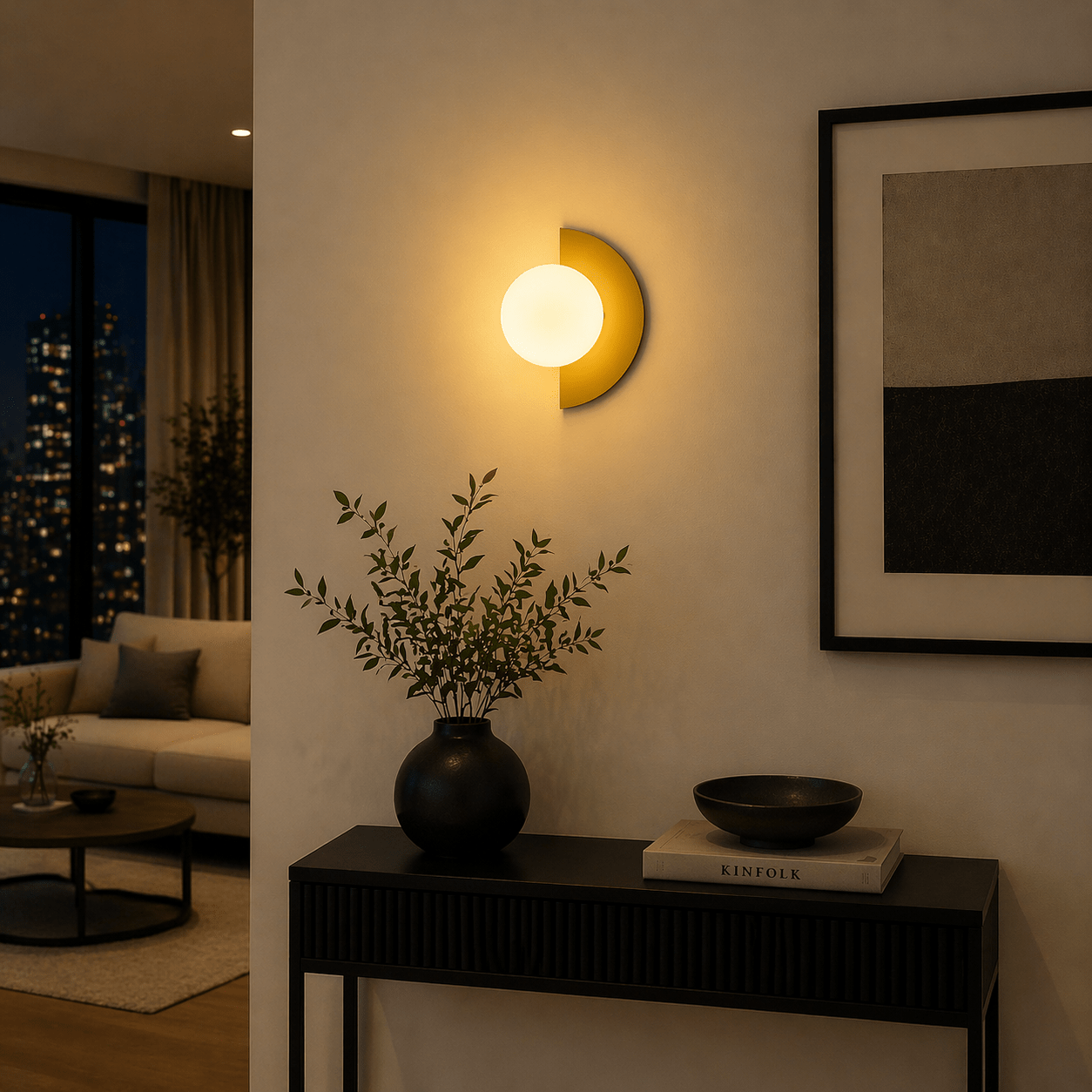 Modern Half Moon Wall Sconce LED Minimalist Indoor Light - tonkert