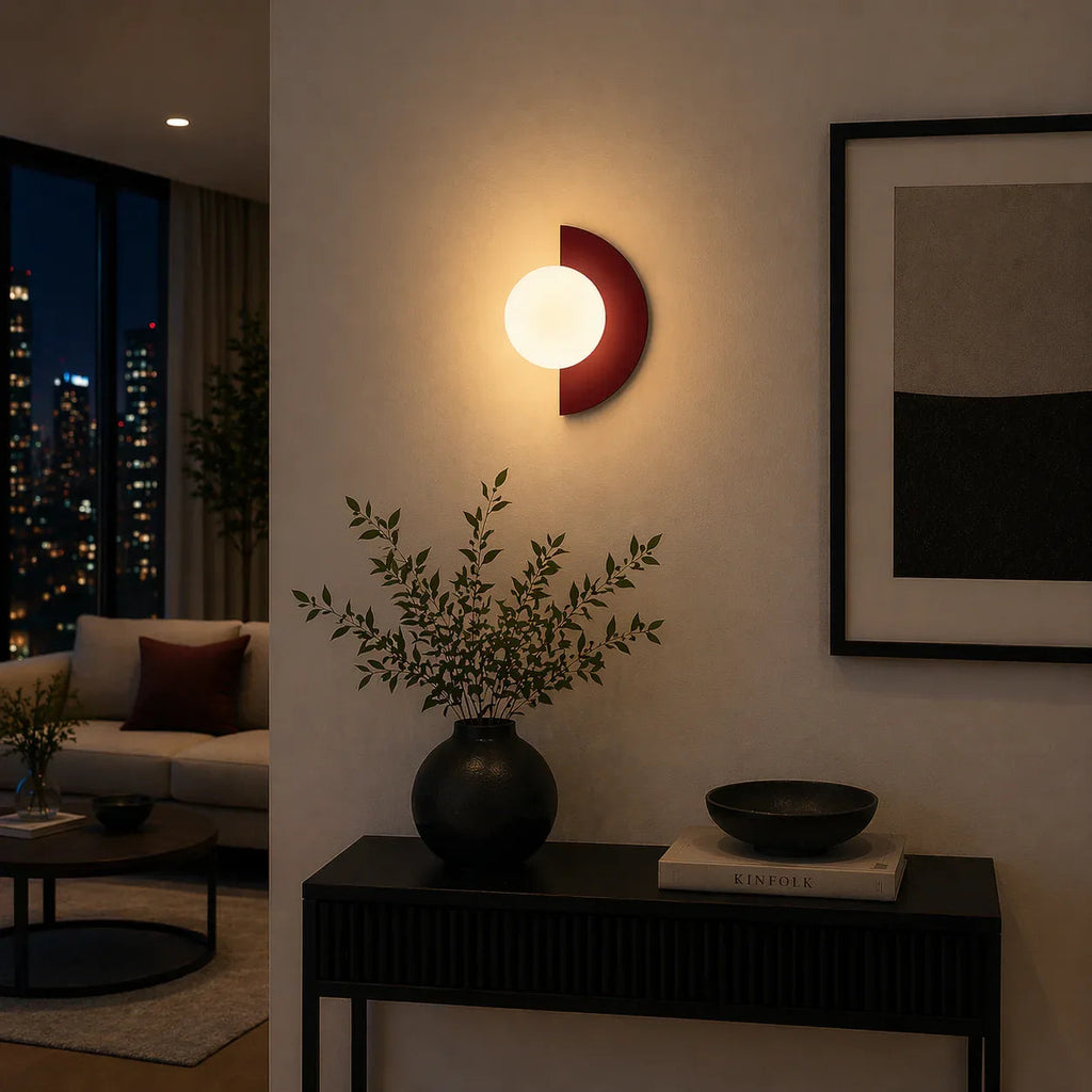 Modern Half Moon Wall Sconce LED Minimalist Indoor Light - tonkert