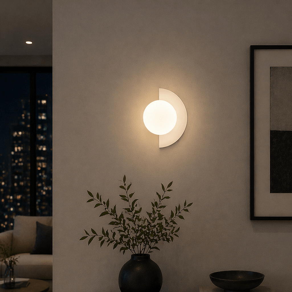 Modern Half Moon Wall Sconce LED Minimalist Indoor Light - tonkert