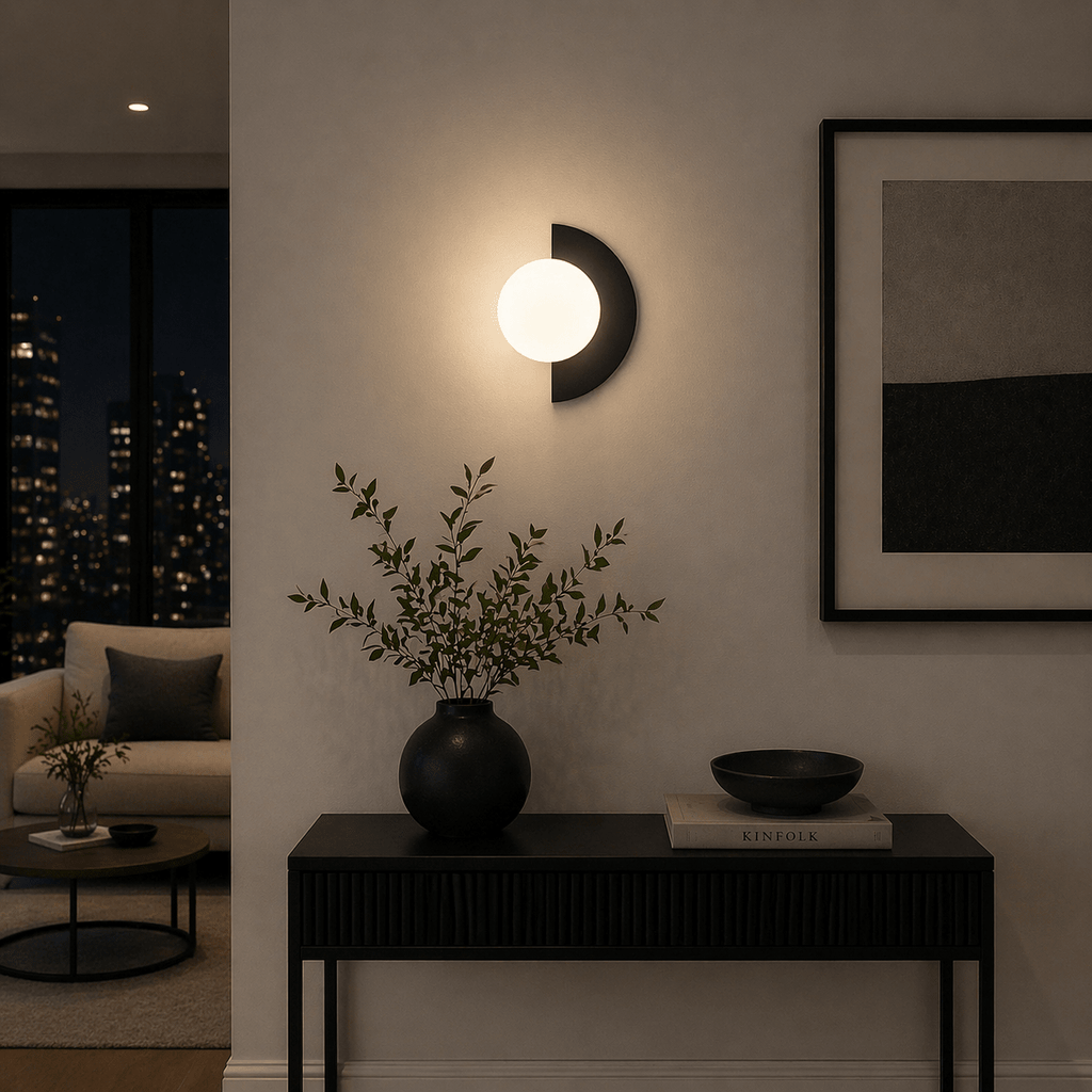 Modern Half Moon Wall Sconce LED Minimalist Indoor Light - tonkert