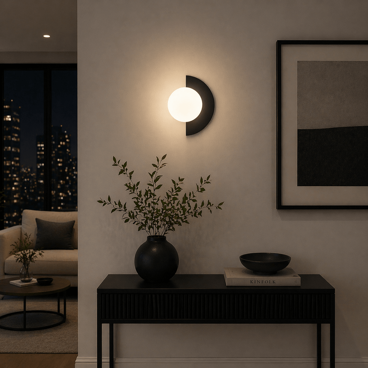 Modern Half Moon Wall Sconce LED Minimalist Indoor Light - tonkert