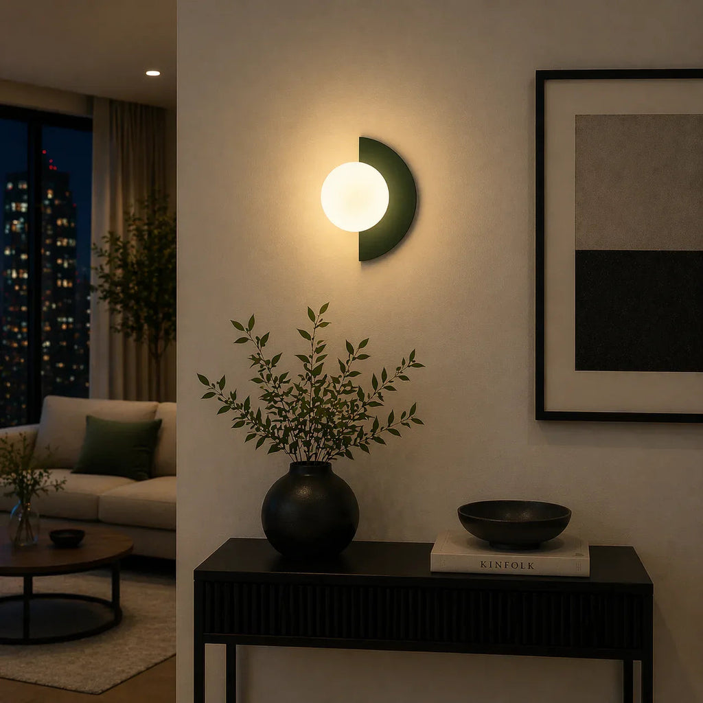 Modern Half Moon Wall Sconce LED Minimalist Indoor Light - tonkert