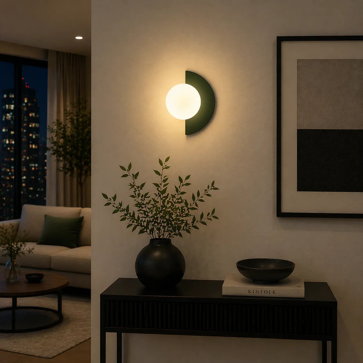 Modern Half Moon Wall Sconce LED Minimalist Indoor Light - tonkert