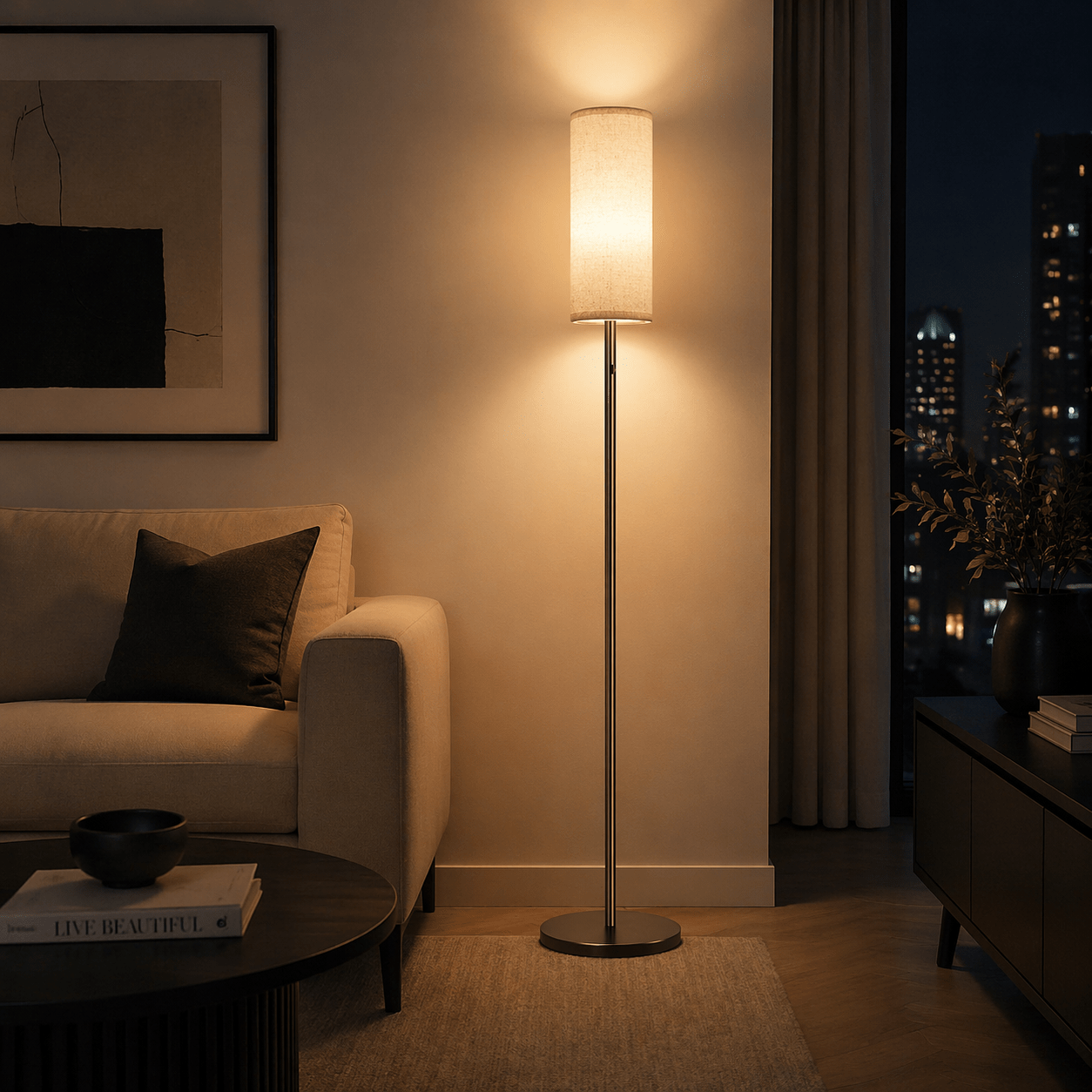 Modern LED Floor Lamp – Minimalist Warm Ambient Light - tonkert