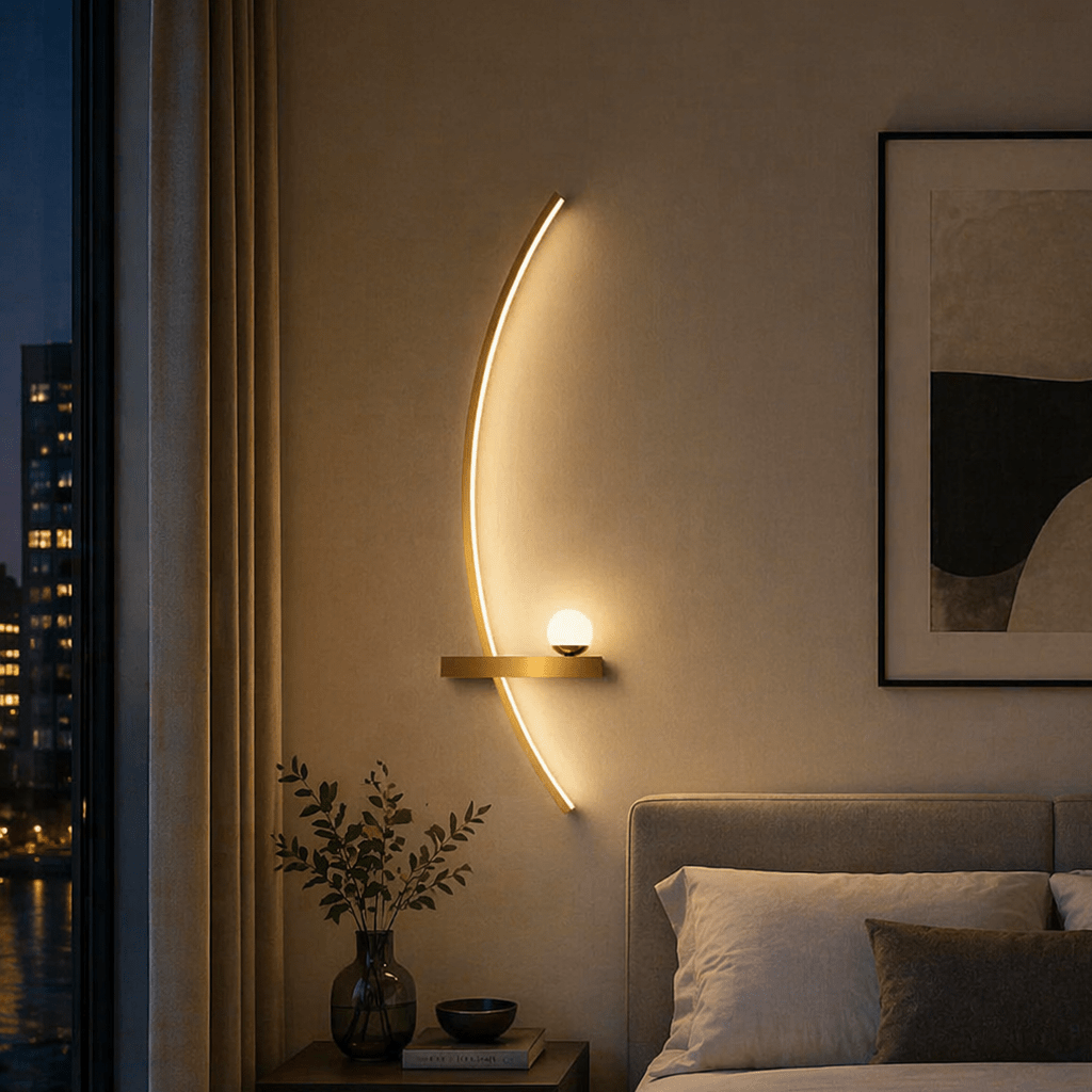 Modern LED Wall Arc Sconce – Minimalist Ambient Light - tonkert