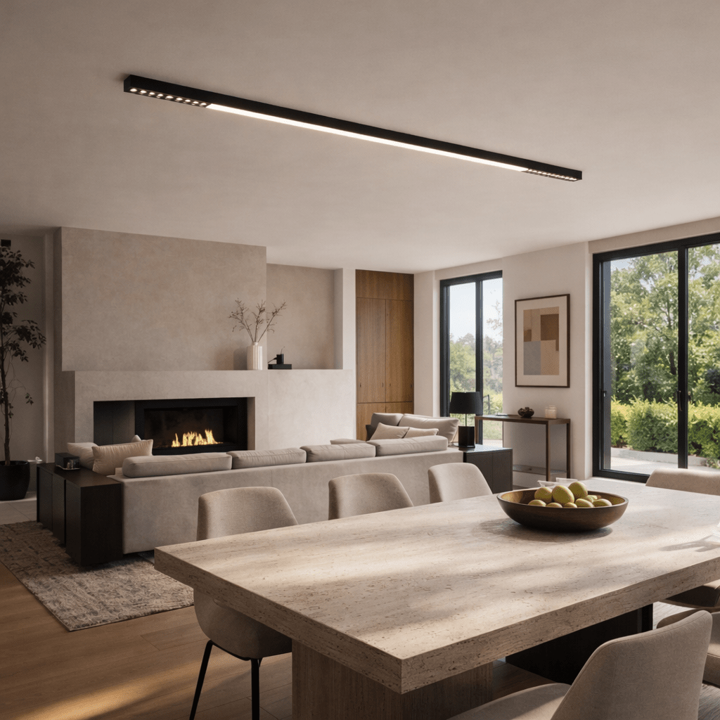 Modern Linear LED Ceiling Light, Black Flush Mount Bar Fixture - tonkert