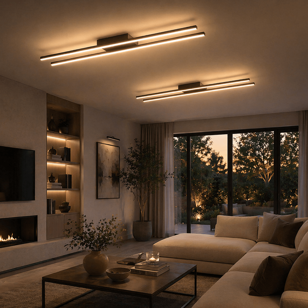 Modern Linear LED Ceiling Light – Minimalist Flush Mount Bar - tonkert