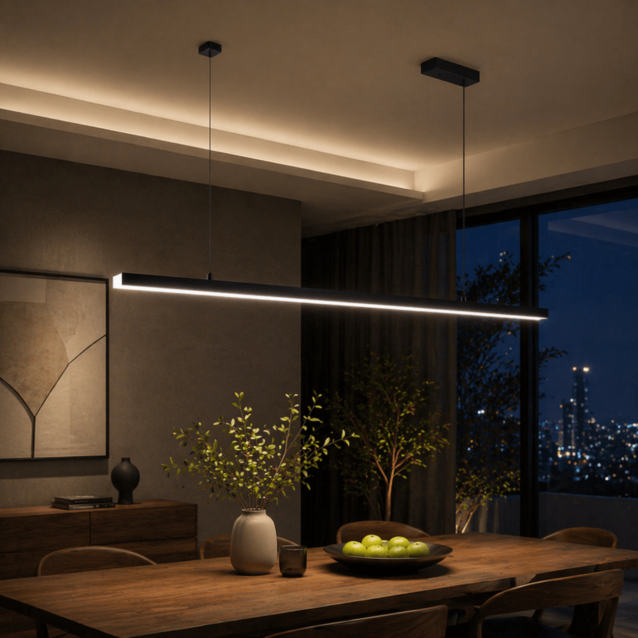 Modern Linear LED Pendant Light for Kitchen Island & Dining Room - tonkert