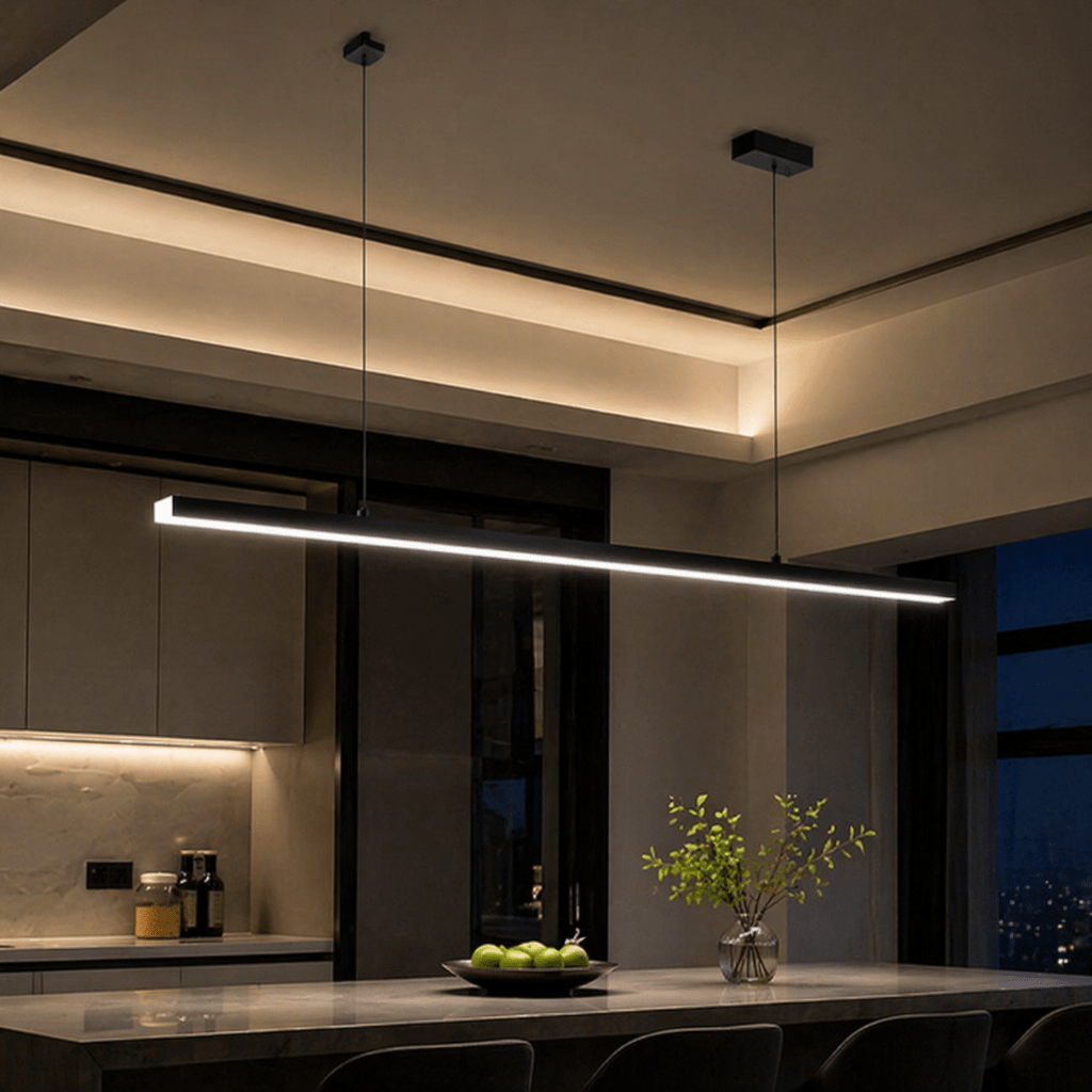 Modern Linear LED Pendant Light for Kitchen Island & Dining Room - tonkert