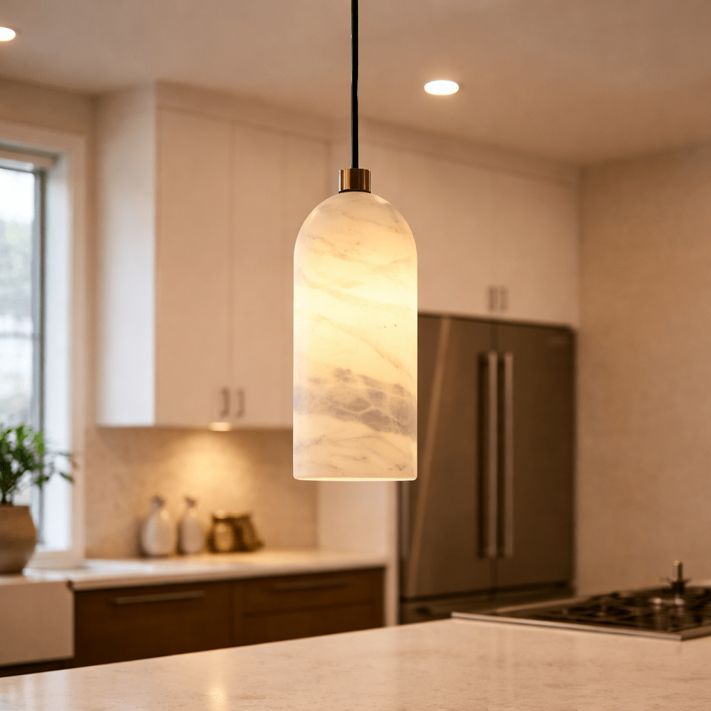 Modern Marble Pendant Light – Warm LED Minimalist Hanging Lamp - tonkert