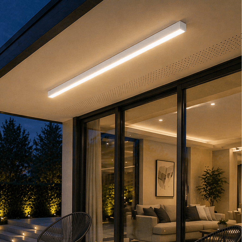 Modern Outdoor LED Ceiling Light – Dimmable Linear Flush Mount - tonkert