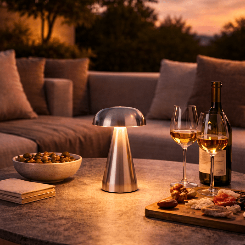 Modern Rechargeable Mushroom LED Table Lamp in Gold or Silver - tonkert