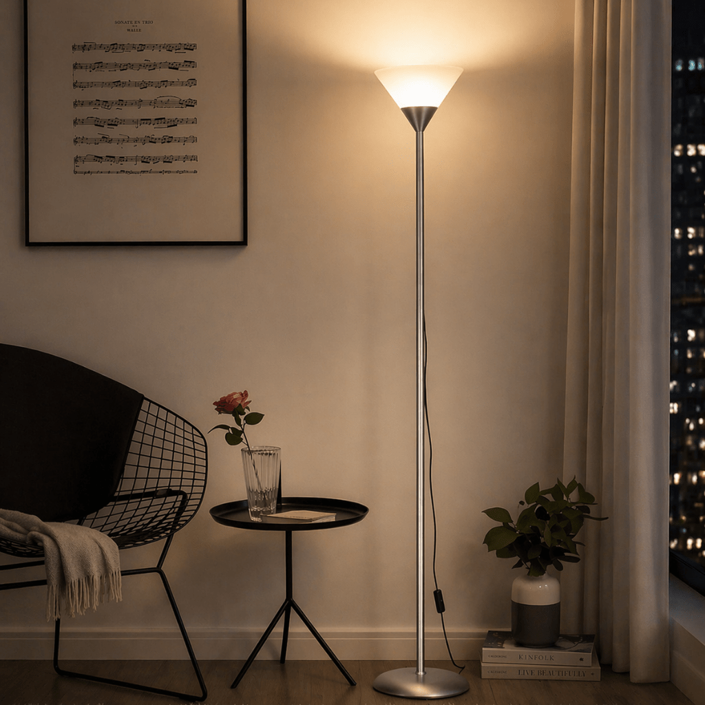 Modern Uplight Floor Lamp — Minimal LED Corner Light, Slim Design - tonkert
