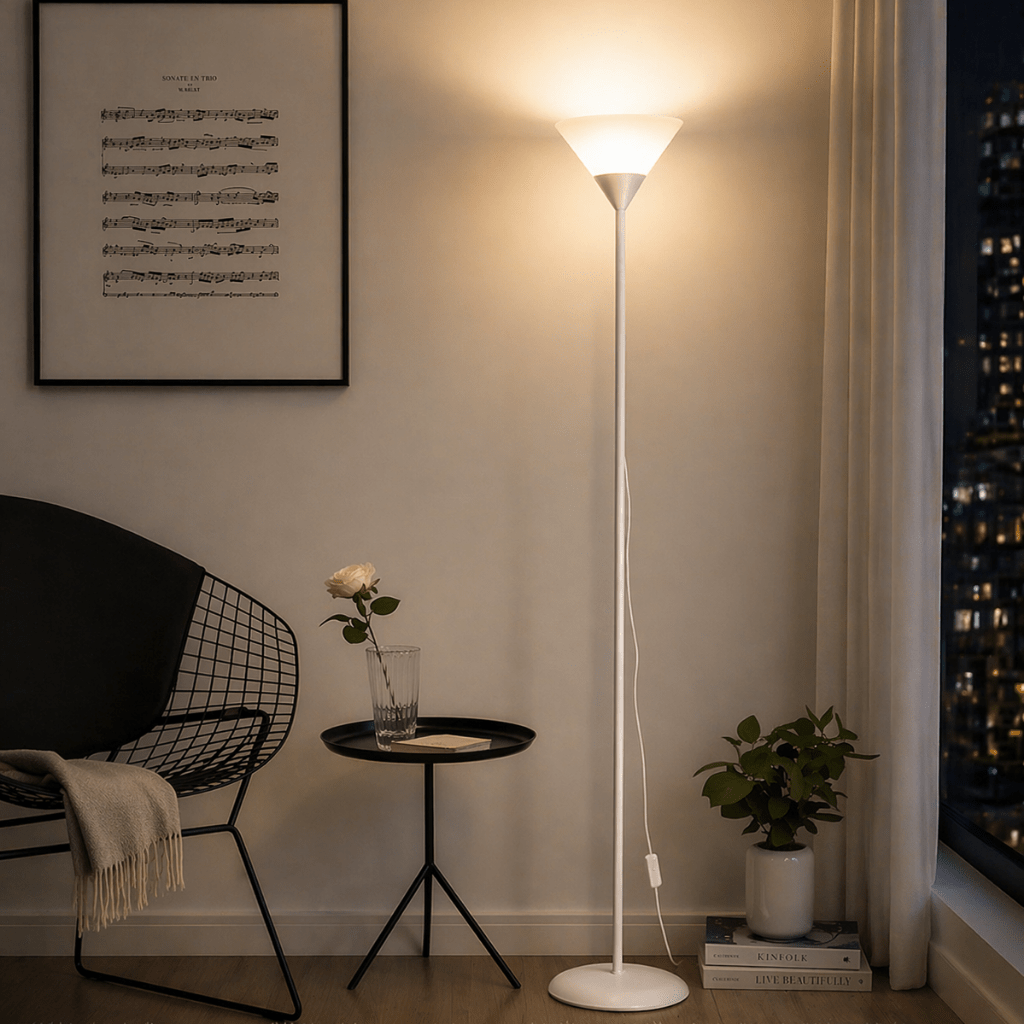Modern Uplight Floor Lamp — Minimal LED Corner Light, Slim Design - tonkert