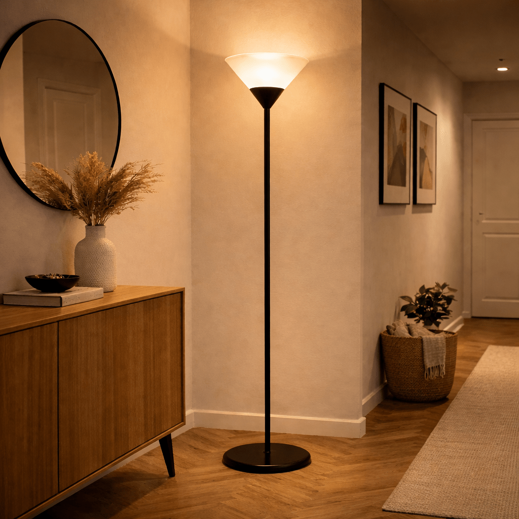 Modern Uplight Floor Lamp — Minimal LED Corner Light, Slim Design - tonkert