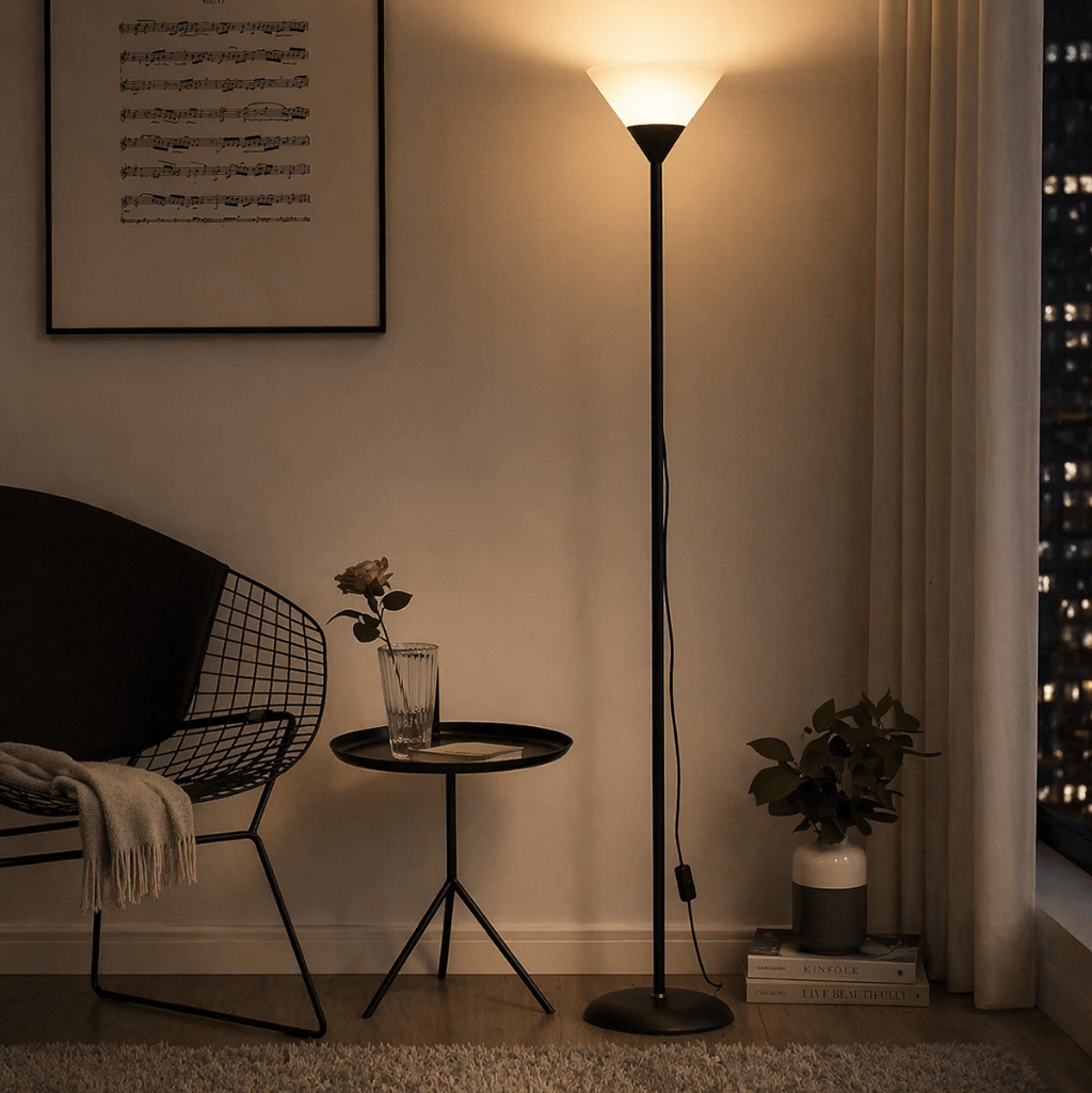 Modern Uplight Floor Lamp — Minimal LED Corner Light, Slim Design - tonkert