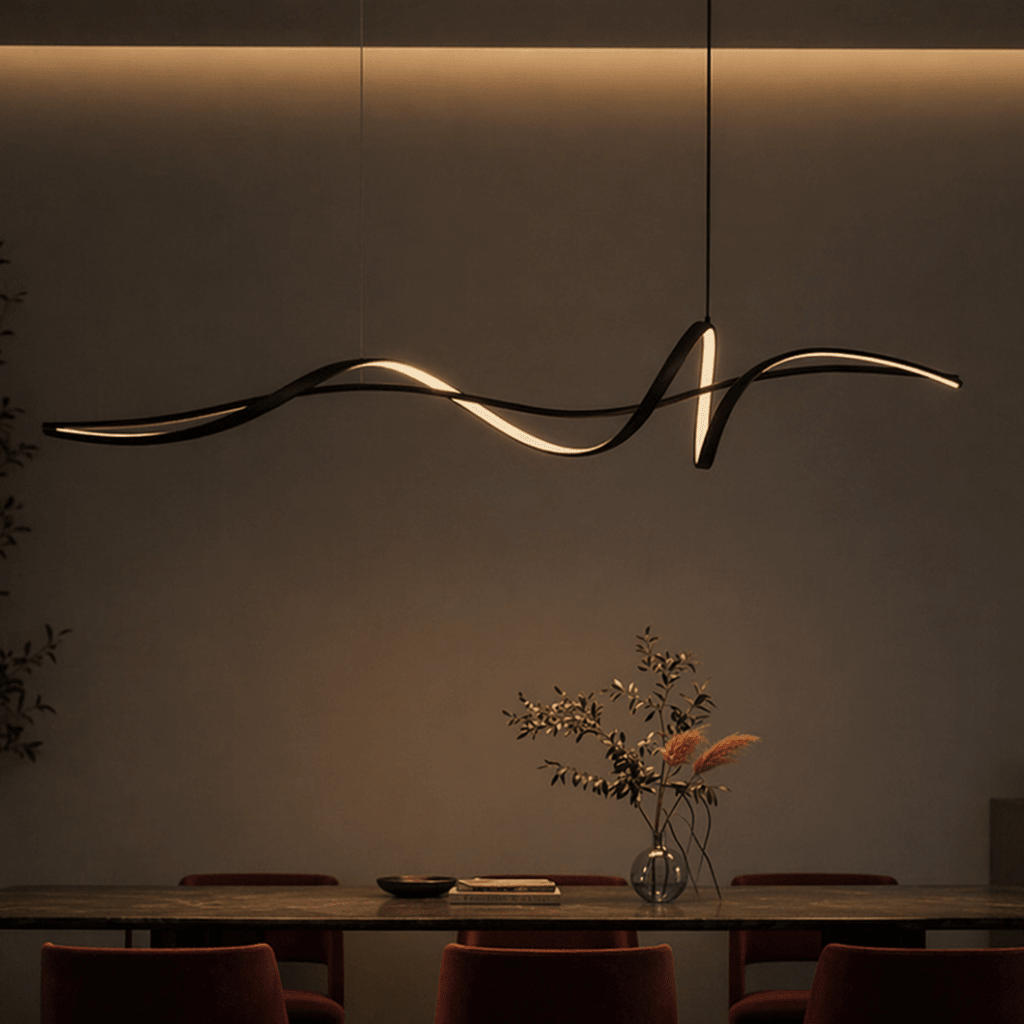 Modern Wave LED Pendant Chandelier for Dining & Living Room - tonkert