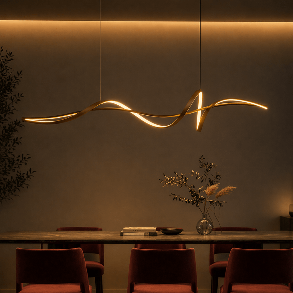 Modern Wave LED Pendant Chandelier for Dining & Living Room - tonkert