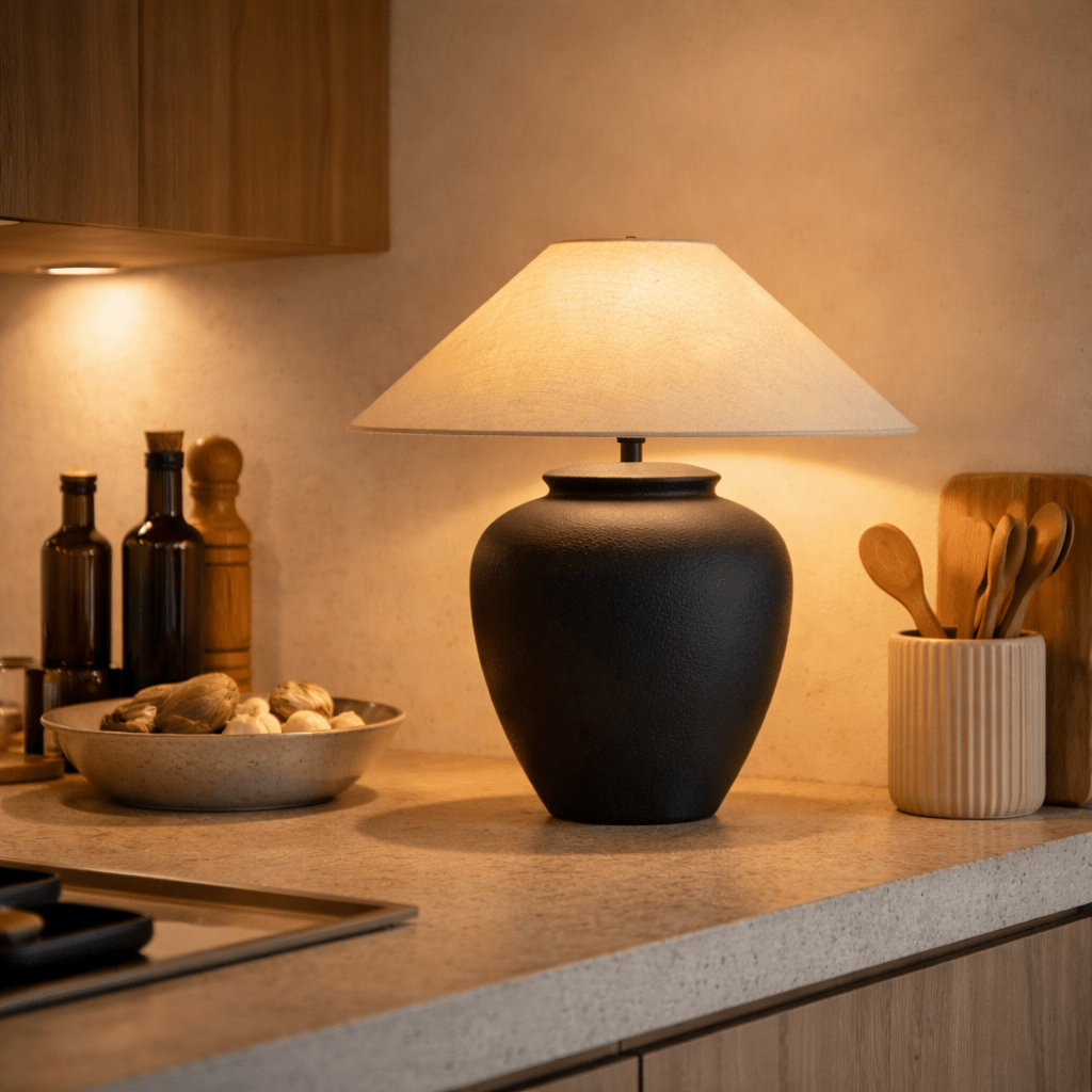 Wabi Sabi Ceramic Table Lamp Minimalist Bedside Ambient Light - tonkert