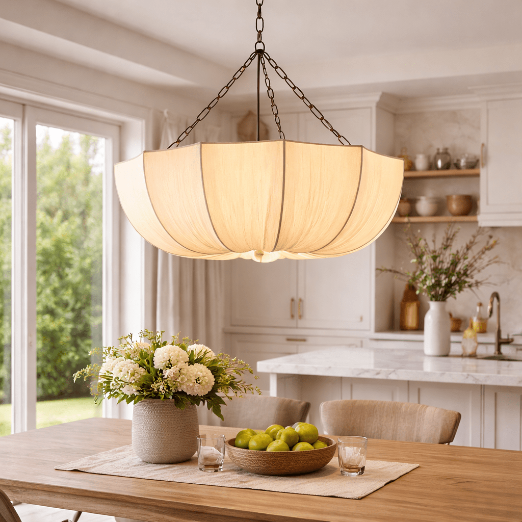 Wabi Sabi Fabric Chandelier Japanese Pendant Dining Light - tonkert
