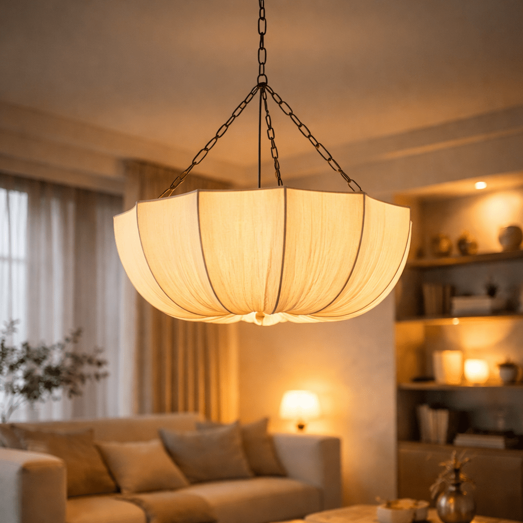 Wabi Sabi Fabric Chandelier Japanese Pendant Dining Light - tonkert