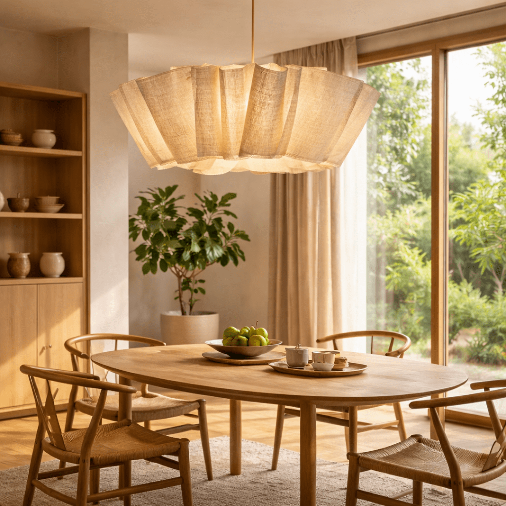 Wabi Sabi Fabric Pendant Light Handmade Pleated Ceiling Lamp - tonkert