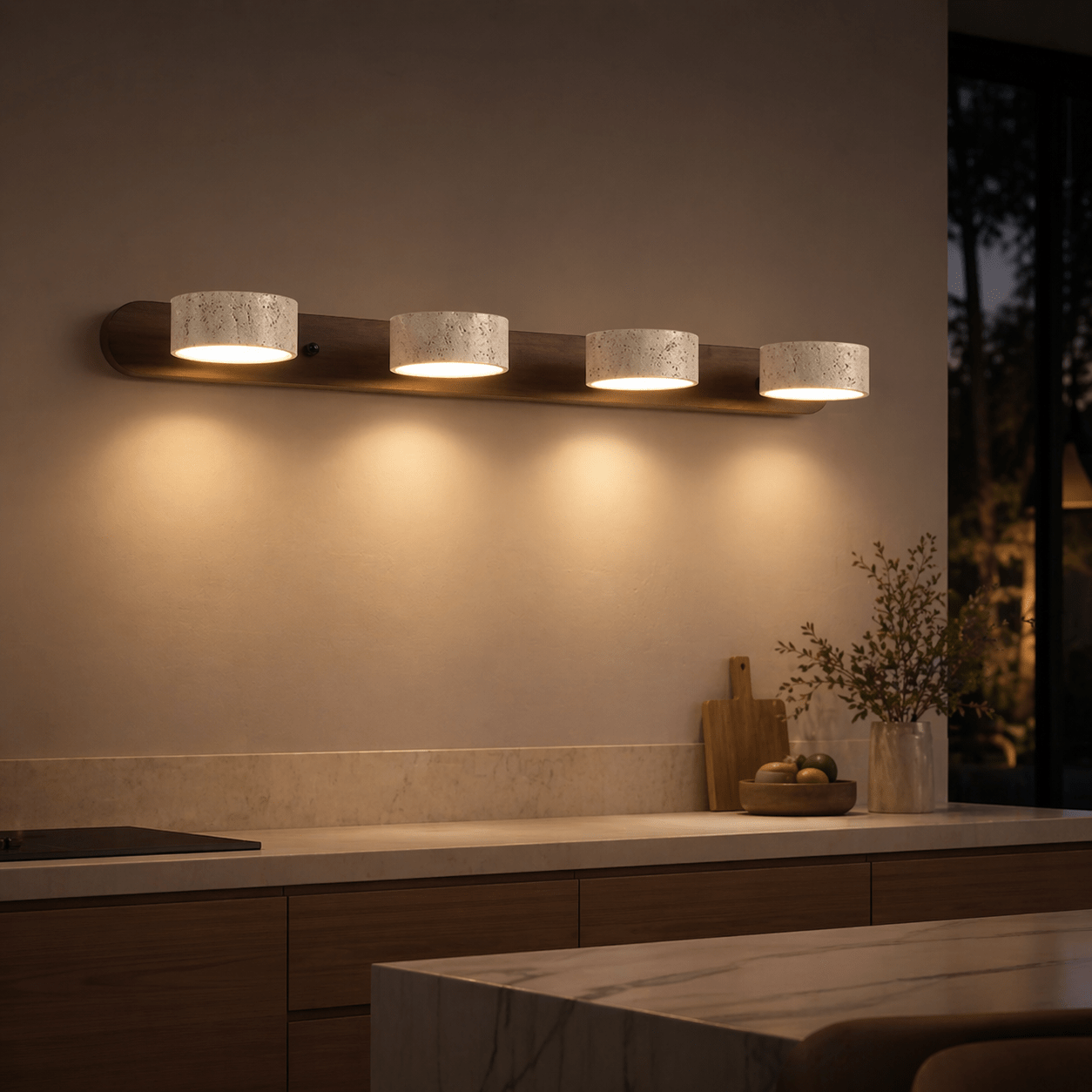 Wabi Sabi Travertine Multi Head Wall Light Vanity Lamp - tonkert